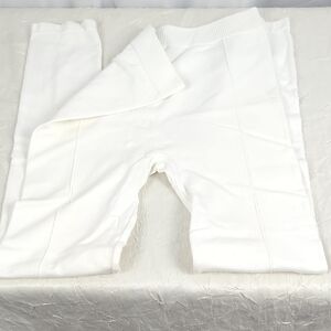 Women's White High-Rise Ribbed Waist Leggings